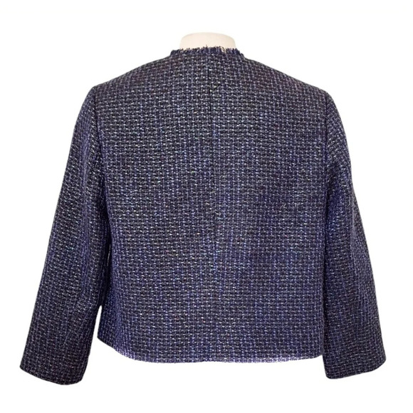 Banana Republic Navy and Gold Metallic Crop Fringed Jacket Blazer Holidays - Picture 2 of 6